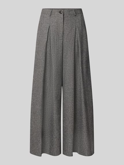 Productfoto, Wide Leg Hose mit Falten und Eingrifftaschen van Apricot in grijstinten, viscosemix, knoopsluiting, maat S bundwijdte 36 cm, binnenbeenlengte 74 cm