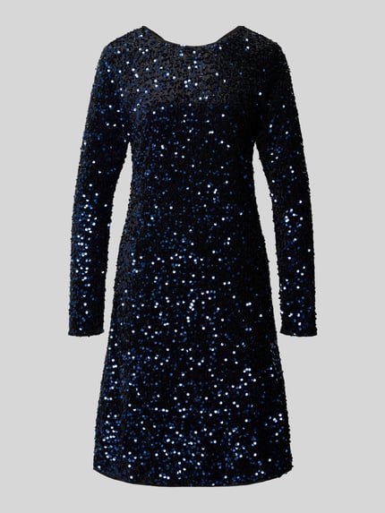 Produktfoto, Knielanges Kleid mit Pailletten von Christian Berg Woman Selection in Dunkelblau, gerader Schnitt, Material-Mix mit Stretch-Anteil