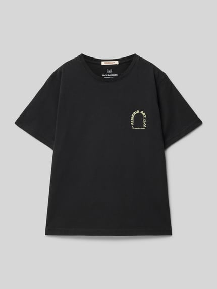 JACK & JONES T-shirt met labelprint, model 'ALMERA' Zwart - 1