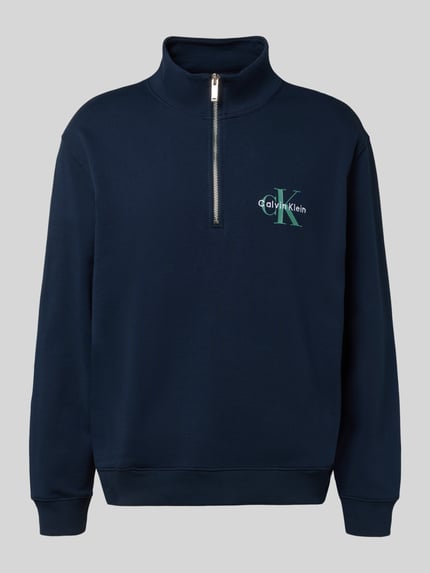 Calvin Klein Jeans Regular Fit Sweatshirt mit Logo-Stitching Modell 'Terry' Marine 2