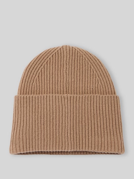 HUGO Mütze mit kontrastierendem Logo-Patch Taupe 2