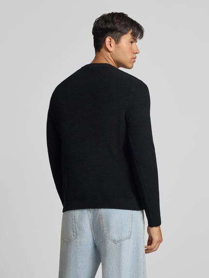 REVIEW Regular Fit Strickpullover aus reiner Baumwolle Black 5