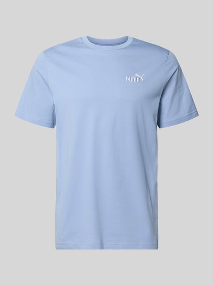 Produktfoto, Regular Fit T-shirt met logostitching van PUMA PERFORMANCE in lichtblauw, puur katoen, ronde hals, ruglengte maat M 67 cm