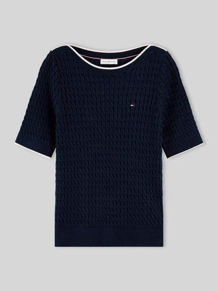 Tommy Hilfiger Regular Fit Pullover aus reiner Baumwolle mit kurzen Ärmeln Marine 2