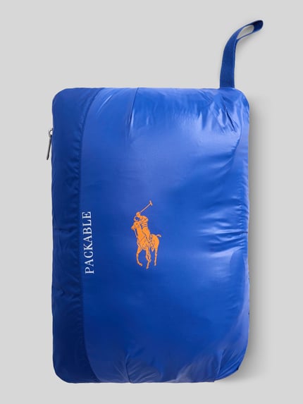 Produktfoto, Regular Fit Weste mit Logo-Stitching von Polo Ralph Lauren, leuchtend blau mit orangefarbenem Logo, glatte Oberfläche