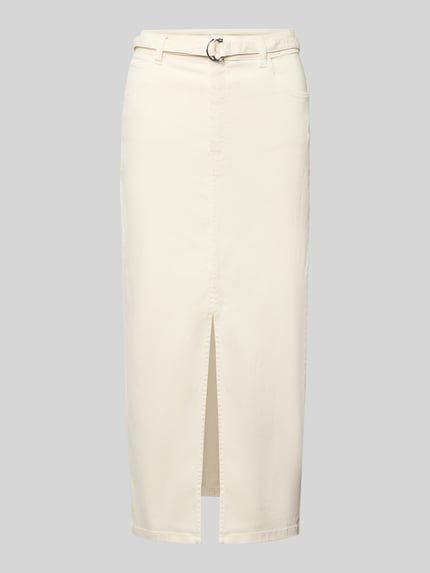 Marella Jeansrock mit Gehschlitz und Gürtel Modell 'MOCA' Weiss 2