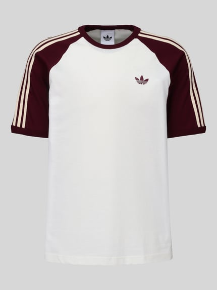 adidas Originals T-Shirt aus Leinen mit Kontraststreifen Offwhite 2