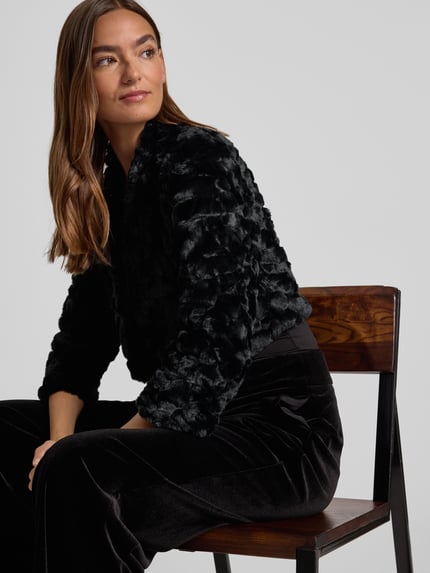 Christian Berg Cocktail Cocktailjacke aus Kunstfell mit Stehkragen Black 3
