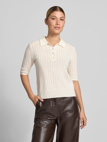 Christian Berg Woman Slim Fit Poloshirt aus reinem Kaschmir Offwhite 4