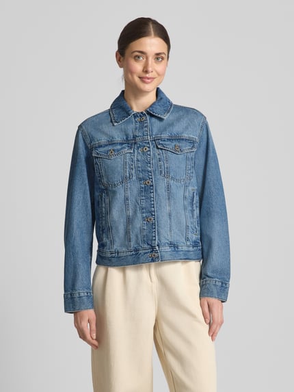 Jake*s Casual Jeansjack met paspelzakken op de borst Jeansblauw - 4