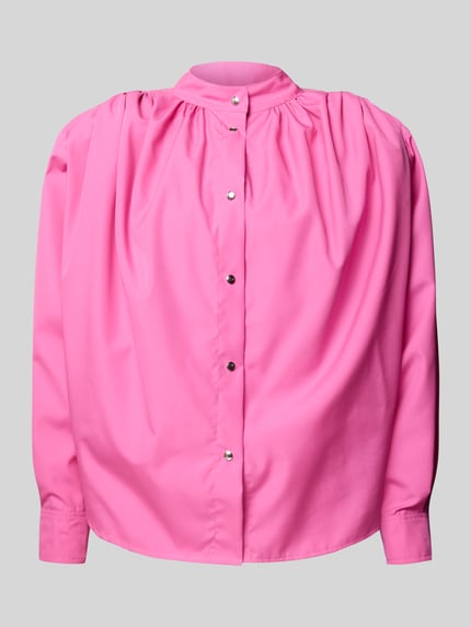 Produktfoto, Regular Fit Langarmbluse aus Baumwolle von Iro in Pink mit Stehkragen, durchgehender Knopfleiste und langen Ärmeln.