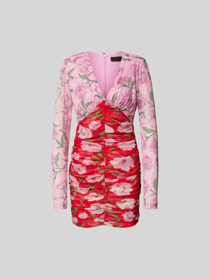 ROTATE Mini-jurk met all-over motief Rood - 2