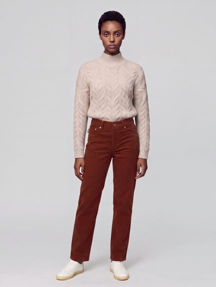 MAC Regular Fit Cordhose mit Bundfalte Modell 'Gina Straight' Terra 1