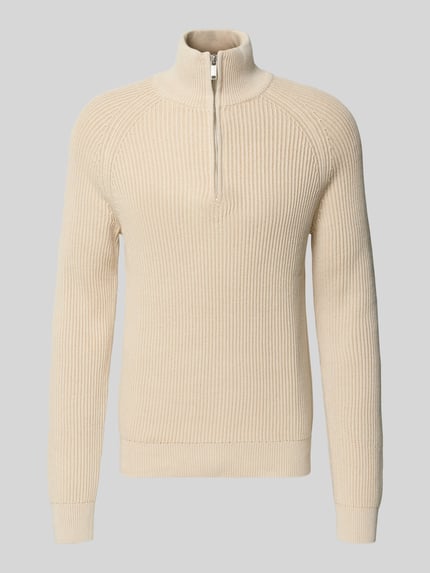 MCNEAL Regular Fit Troyer mit gerippten Abschlüssen Sand 2