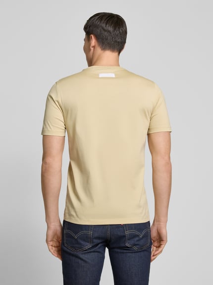 HUGO T-shirt z okrągłym dekoltem model ‘Dimerstee’ Beżowy 5