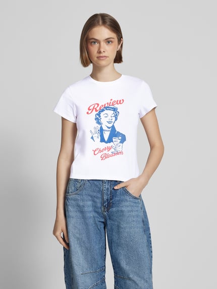 REVIEW T-shirt met labelprint Wit - 4