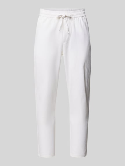 ONLY & SONS Spodnie lniane o kroju tapered z mieszanki bawełny i lnu model 'LINUS' Biały 2