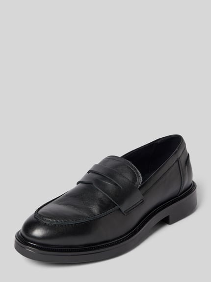 Produktfoto, Loafer mit leicht profilierte Sohle von BIANCO in Schwarz, glatte Optik, abgerundete Passform, sichtbares Logo-Detail.