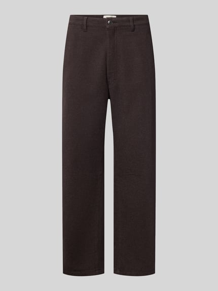 Productfoto, Straight Fit stoffen broek uit katoenmix Model 'GONAGO' van DRYKORN, donkerbruin, Steekzakken, knoop- en ritssluiting, Heren