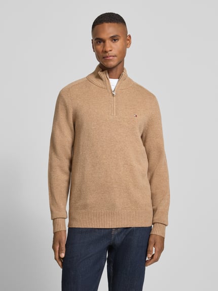 Tommy Hilfiger Regular Fit Troyer aus reiner Wolle Camel 4