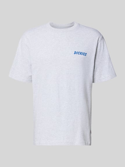Productfoto, Regular Fit T-shirt met motiefprint model 'DRY RIDGE' van Dickies, puur katoen, heren, ronde hals, ruglengte maat M 66 cm, lichtgrijs