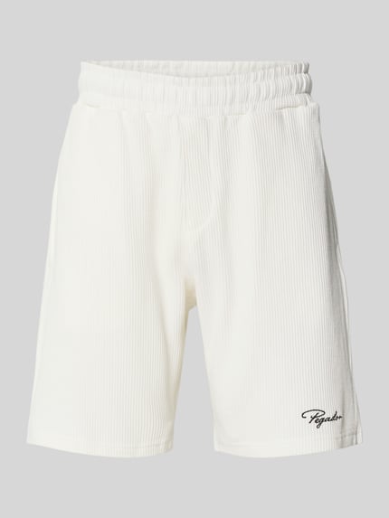 Produktfoto, Shorts mit Logo-Stitching und elastischem Bund von Pegador aus reiner merzerisierter Baumwolle in Reinweiß, Feinripp, Loose-Fit