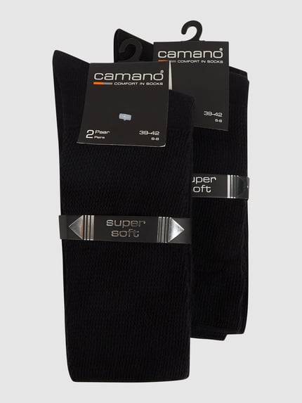 camano Socken mit Label-Print im 2er-Pack Dunkelblau 2