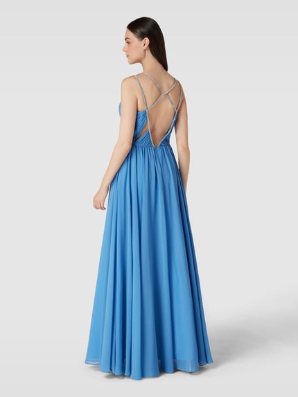 LUXUAR FASHION Avondjurk met siersteentjes Bleu - 5