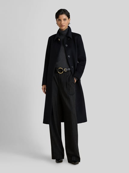 Lauren Ralph Lauren płaszcz o kroju regular fit z mieszanki wełny z domieszką kaszmiru Czarny 4