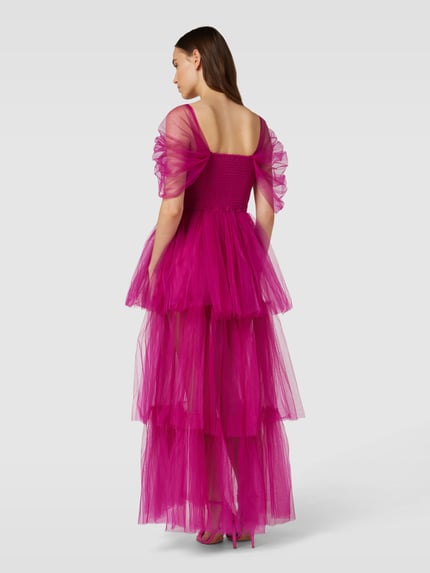 Lace & Beads Avondjurk in off shoulder-design Fuchsia - 5