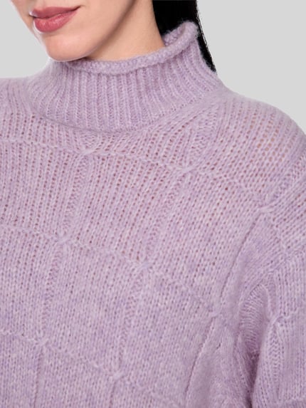 Marc Cain Pullover aus Wolle mit Strukturstrick Purple 3