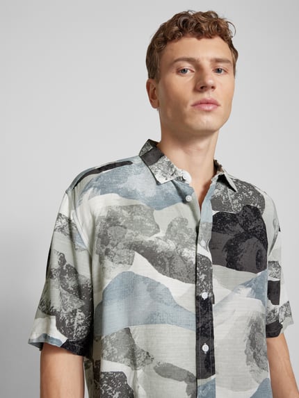 ONLY & SONS Regular Fit Freizeithemd mit Leinen-Anteil Modell 'BUD' Black 3