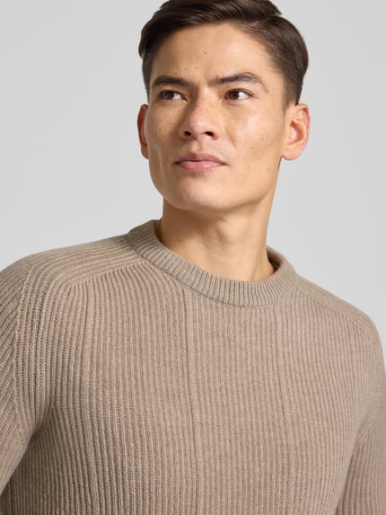 Cruna Strickpullover aus Wolle Modell 'Fuji' Taupe 3