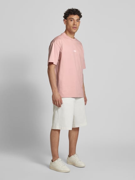 HUGO Blue T-shirt met labelprint, model 'Nalono' Roze - 1