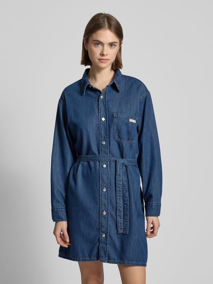 Calvin Klein Jeans Knielanges Jeanskleid mit Brusttasche Marine 4