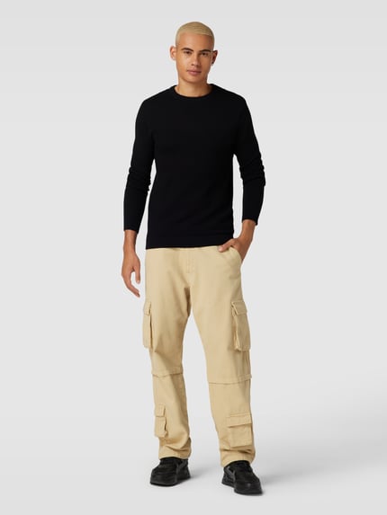 JACK & JONES Strickpullover im fein strukturierten Design Modell 'WILLIAM' Black 1