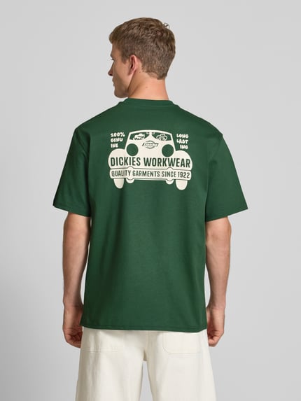 Dickies T-shirt met labelprint, model 'GORDONSVILLE' Donkergroen - 5