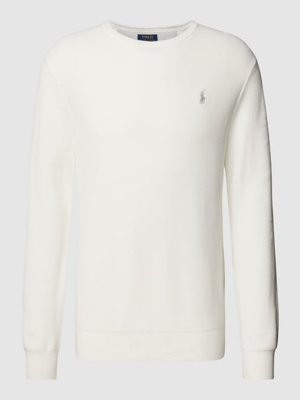 Polo Ralph Lauren Pullover mit Strukturmuster und Label-Stitching Offwhite 2