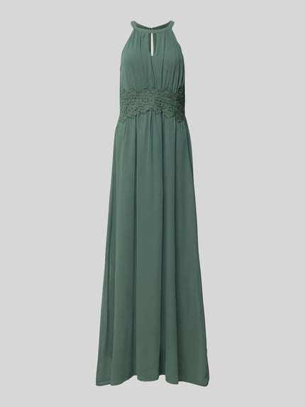 VILA Maxi-jurk met druppelvormige hals, model 'MILINA' Flessengroen - 2