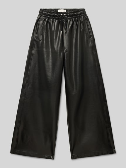 Calvin Klein Jeans Wide Leg Hose in Leder-Optik Black 1