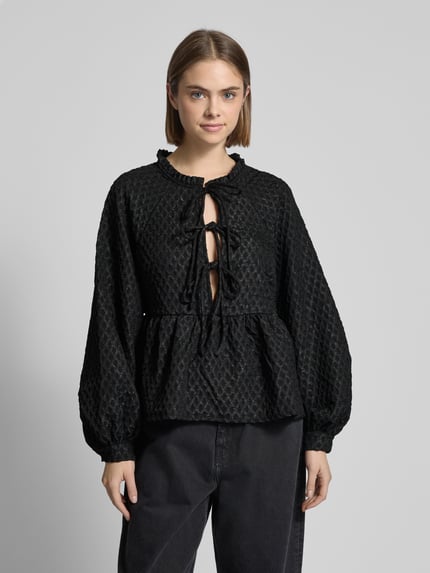PIECES Relaxed Fit Bluse mit Struktur-Muster Modell 'NIBE' Black 4