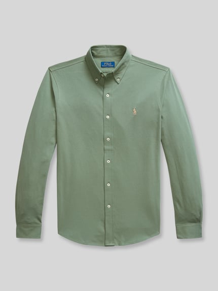 Productfoto, regular fit vrijetijdsoverhemd van puur katoen in lichtgroen met knoopsluiting en kraag, Regular Fit Freizeithemd aus reiner Baumwolle van Polo Ralph Lauren, Heren vrijetijdsoverhemd