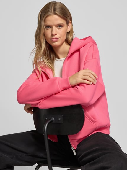 REVIEW Oversized Sweatjacke mit Kapuze Neon Pink 3
