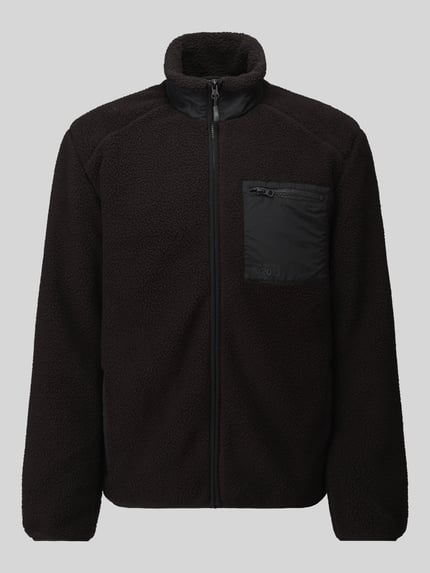 Productfoto, zwarte regular fit Teddy- / Webpelzjacke met opstaande kraag model 'DALLAS' van ONLY voor Heren, zachte textuur