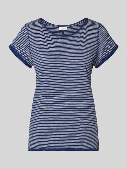 s.Oliver RED LABEL t-shirt o kroju regular fit z czystej bawełny Granatowy melanż 2