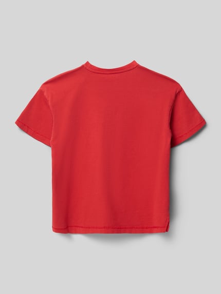 Produktfoto, Regular Fit T-Shirt aus reiner Baumwolle Modell 'SARA' von Only in Rot, unifarben, kurzarm, Jersey, Rundhals, Seitenschlitze