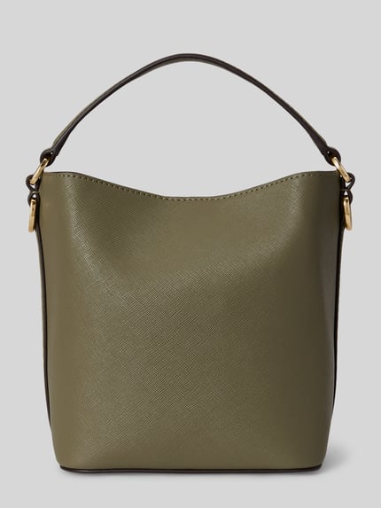 Lauren Ralph Lauren Torba na ramię z naturalnej skóry z odpinanym paskiem na ramię Limonkowy 3