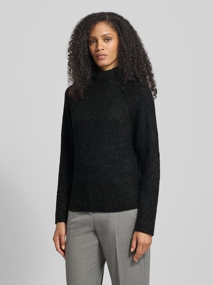Jake*s Collection Gebreide pullover in riblook met opstaande kraag Zwart - 4