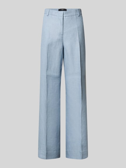 Weekend Max Mara Regular Fit straight Leg Anzughose aus reinem Leinen Modell 'MALIZIA' Hellblau 2