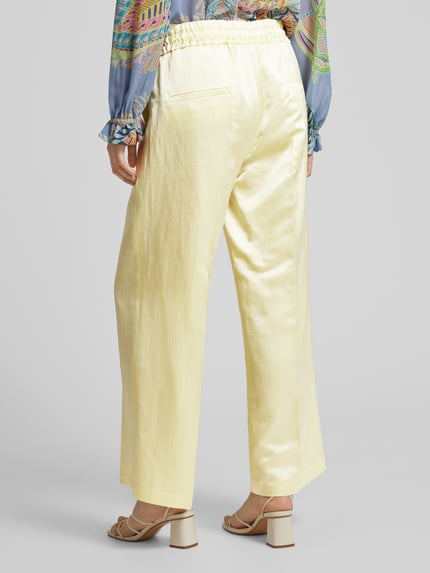 CAMBIO Regular Fit Stoffhose mit Leinen-Anteil Modell 'CLARA' Hellgelb 5